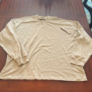NWT Essentials FEAR Of GOD 100% Cotton Men's Long Sleeve Wheat Long sleeve Tee